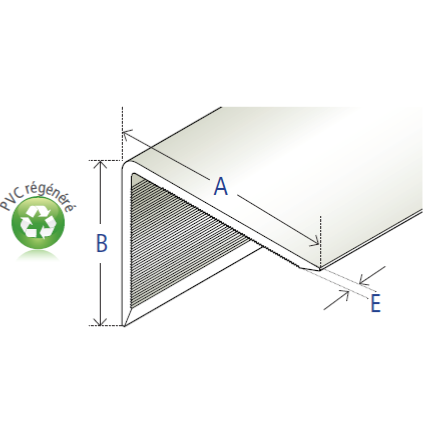 Cornière asymétrique crantée à angle arrondi en PVC blanc régénéré 40 x 30 x 3,2 mm Blanc-01