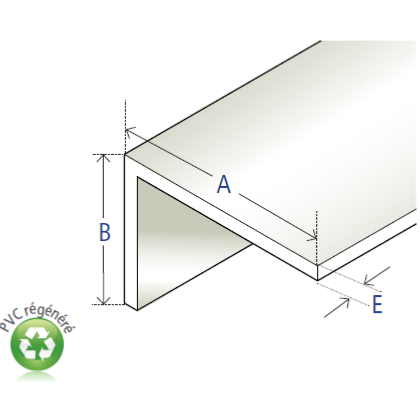Cornière asymé angle vif PVC blanc régénéré 40x30x2,2 mm