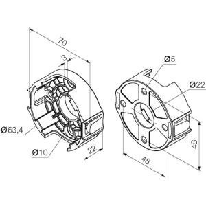 Support compact matière plastique pour moteur NICE ERA, vis à têt ronde, entraxes 48 mm