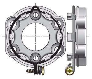 Support pour moteur Ø 50/60 SOMFY, modèle universel avec avec anneau verroullable