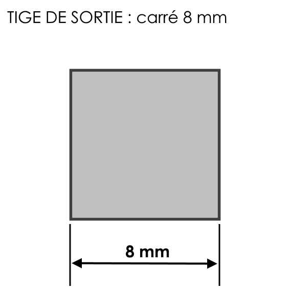Sortie de caisson simple cardan à 60° pour manœuvre treuil, tige carré 8 mm, long. 315 mm, pour manivelle Ø12, blanc