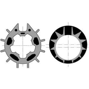 Jeu roue + couronne SOMFY pour moteur Ø 50mm SOMFY/SIMU pour tube DONHER Ø 70 mm à goutte 12 mm maxi