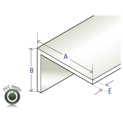 Cornière asymétrique à angle vif en PVC vierge blanc 60 x 40 x2,5 mm